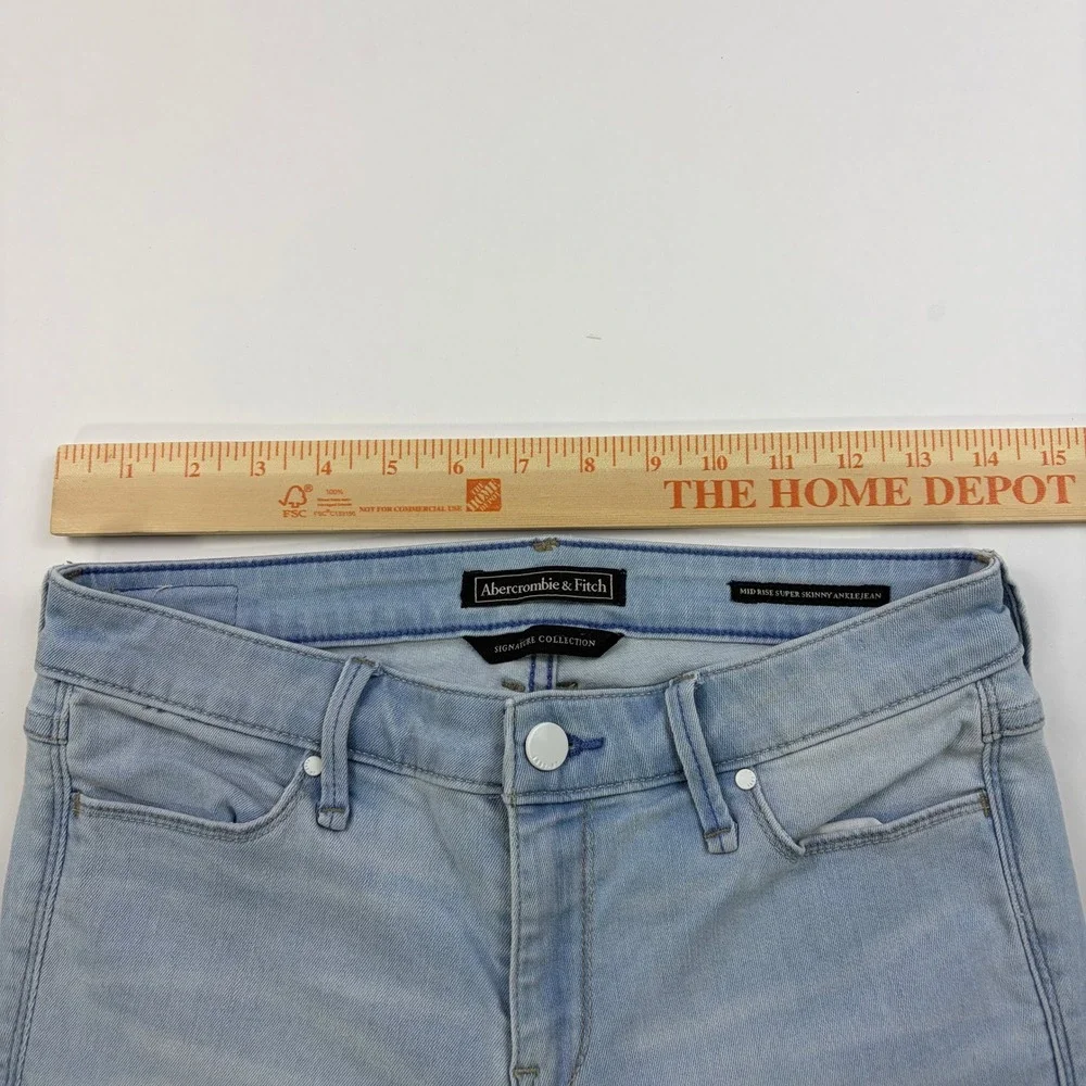 Abercrombie & Fitch Mid Rise Super Skinny Ankle Jeans Womens 28 Light Wash